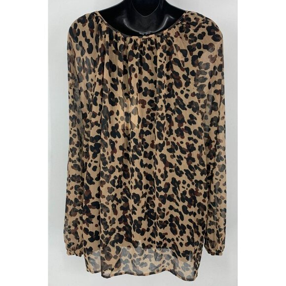 NYDJ Not Your Daughter Blouse Plus 2X Wildcat Metallic Peasant Chiffon Women New - Picture 7 of 14